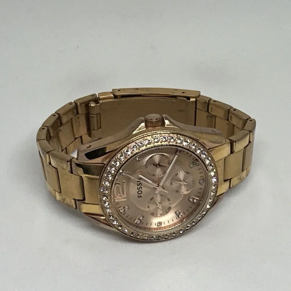 Fossil Riley ES2811 Women's Gold Stainless Steel Analog Dial Quartz Watch HME424